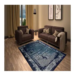 Tappeto tappeto di seta di qualità del soggiorno e tappeto di seta isfahan in tappeto stampato di colore blu navy all'aperto per uso alberghiero a 5 stelle