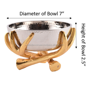 ชามโลหะอลูมิเนียม,ชามหัตถกรรมโลหะขาตั้งรูปใบไม้ - Product Image 3