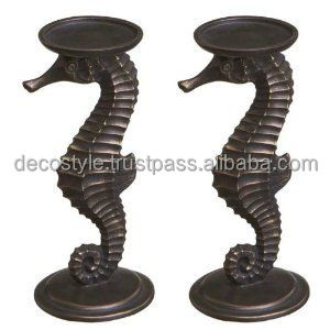 Bougeoir hippocampe en aluminium doré - Product Image 2