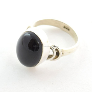 สีดำนิลพลอย925แหวนเครื่องประดับเงินสเตอร์ลิง - Product Image 1