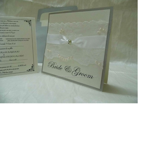 Champagne papier galet en relief pli de poche invitations de mariage pour mariage papeterie, invitation de mariage, invitations de mariage - Product Image 1