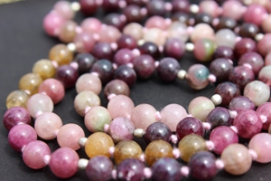 คุณภาพสูงทําด้วยมือธรรมชาติทัวร์มาลีนทุกสี 108 ลูกปัดสวดมนต์ Mala สร้อยคอ - Product Image 4