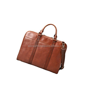 Sacoche promotionnelle en cuir véritable pour ordinateur portable avec poignée et poignée détachable dernière 2024 - Product Image 1