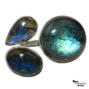 Anillo de Plata de Ley 925 con labradorita azul, joyería de diseño, joyería de plata - Product Image 3