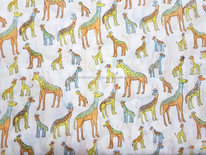 5 yardas bloque de mano impreso algodón Cambric tela Animal Natural jirafa madera Damasco estampado tejido técnica niñas camisas SSTH - Product Image 3