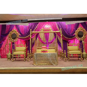 Haoyan — décor de fonction Mehndi, décoration de scène avec jeu de balançoire, décoration de scène de mariage indien - Product Image 1
