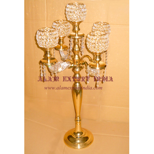 ALAM Candélabres suspendus originaux en aluminium cristal plaqué or de haute qualité pour les décorations de fêtes et de mariage - Product Image 4