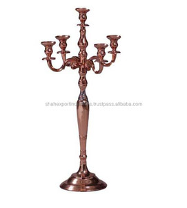 Good Looking Rose Gold Aluminium Tall <b>Floor</b> Wedding Decorative Candelabra Pillar <b>Candle</b> <b>Holder</b> Simple & Elegance Style - Product Image 2