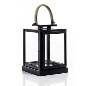 Wholesale Square Shape Centerpieces <b>Candle</b> <b>Holder</b> Black Color Handmade Lantern Black Hanging <b>Outdoor</b> <b>Candle</b> Lantern - Product Image 2
