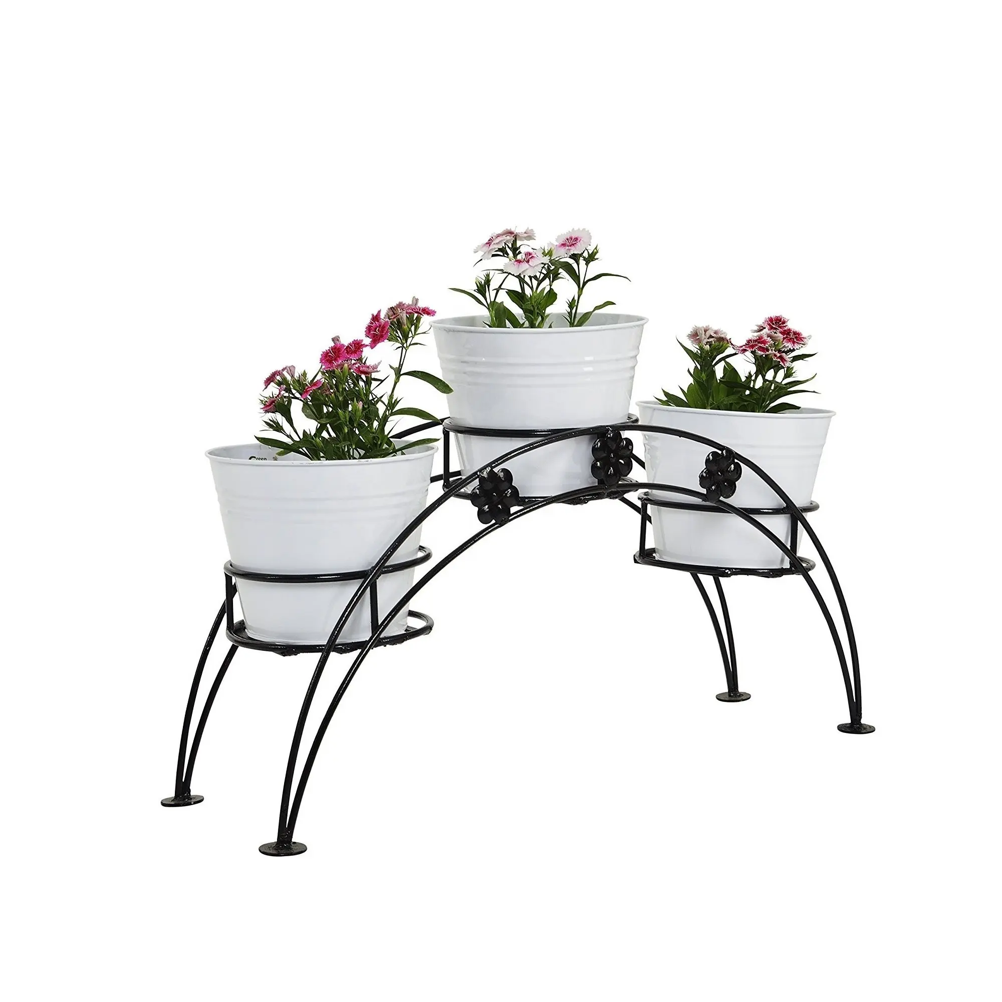 Iron 3 Tier Pot Stand With Metal Planter White Heavy Duty Highly Durable Floor Pot for Living Room, Indoor and Outdoor, Balcony,