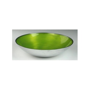 Antique Design Metal Centerpiece Round Shape Serving <b>Bowl</b> Decorative Antique Modern <b>Silver</b>/Green Color Finished <b>Bowl</b> - Product Image 1