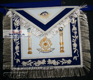 Delantal Masónico de Imitación de Cuero Bordado con la Cruz de los Masones, Parche de Bordado en Punto de Cruz, Cinta Artesanal - Product Image 2