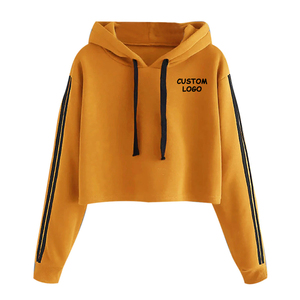 Viky Industri-Sudadera con capucha para mujer, Top corto con logotipo personalizado, ropa de calle, Top corto de estilo a rayas - Product Image 5