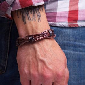 Bracelet en cuir pour homme, bracelet en corde, l'art du fait main - Product Image 1