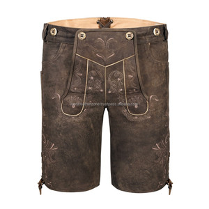 Véritables Lederhosen en Cuir Souple, Style Pantalon Court, Tenue Traditionnelle Bavaroise pour l'Oktoberfest, Disponibles dans Toutes les Couleurs - Product Image 1