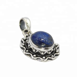 Pendentif en pierre précieuse Lapis Blue Fire de conception spéciale en argent sterling 925 Vintage Rhodium Fine Jewelry for Her Pendentifs Charms - Product Image 1