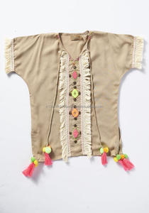 Túnica tipo caftán para mujer, túnica corta con bordado y cuentas, estilo clásico, para vacaciones, Verano - Product Image 2