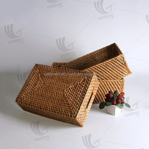 Cestas de mimbre baratas de ratán con asa, cesta de almacenamiento marrón - Product Image 3