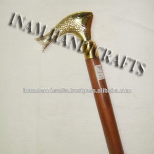 Bâtons de marche de randonnée en bois avec manche en laiton et embout en caoutchouc/cannes de marche pour personnes âgées pour la randonnée-Design léger - Product Image 2