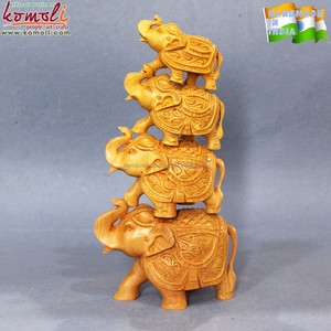 Handmade khắc gỗ Ấn Độ voi với princely Rider, khắc gỗ trang trí nội thất Artifact, nghệ thuật truyền thống mảnh - Product Image 5