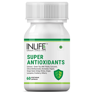INLIFE Super antioxydant supplément lycopène thé vert chardon-Marie curcumine et ingrédients puissants-60 Capsules végétariennes - Product Image 1
