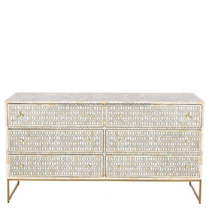 Tiroirs à incrustation d'os avec support en fer, Style fantaisie - Product Image 1