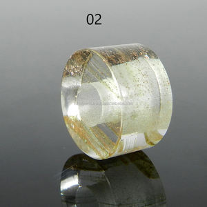 Cuentas doradas de cuarzo con agujero grande, 14x8x5mm, para hacer joyas - Product Image 2