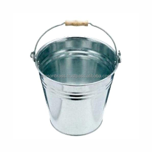 Seau de rangement pour foyer en fer galvanisé, seau de stockage pour foyer, pour charbon de bois, étain métallique avec poignée en bois - Product Image 1