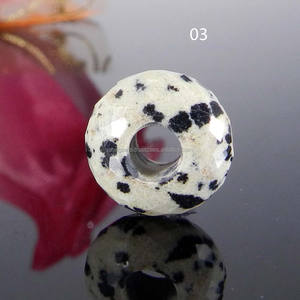 Nueva colección de cuentas de piedra de jaspe dálmata genuina 5,5x8x14mm gran agujero redondo facetado para la fabricación de joyas - Product Image 4