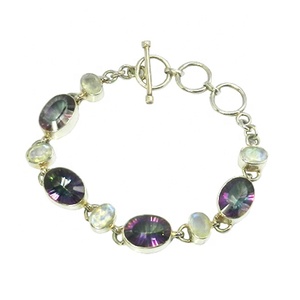 925เงินสเตอร์ลิงสร้อยข้อมือควอตซ์อัญมณีหลายแบบทำมืออินเดียเครื่องประดับเงินชั้นดีตัดมรกตเป็นของขวัญ - Product Image 1