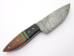 Couteau de chasse à lame fixe en damas fait main sur mesure avec manche en corne de buffle et en bois, OEM disponible, garantie de 3 ans (Aw14) - Product Image 4