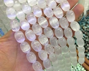 Collar de piedra de cuentas ovaladas de selenita, abalorios de cristal ovalado para hacer joyas, collar de cristal para mujer, mayorista - Product Image 1