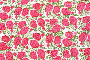 Handmade Block Printed Organic Eco-Friendly Cotton Garment Material Indian White Base Red Flower Green Leaf Design <b>Dress</b> <b>Bags</b> - Product Image 2