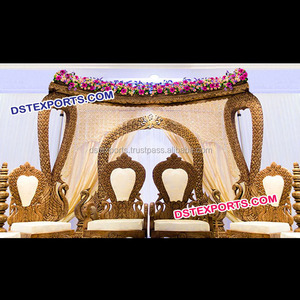 เสานกยูงไม้โบราณที่สวยงามแกะสลักด้วยมือธีมนกยูงสำหรับงานแต่งงานการตกแต่งเวทีที่น่าทึ่งสำหรับคุณ - Product Image 1