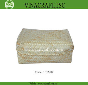 Boîte de rangement en bambou sculptée Boîte d'emballage en bambou de style croisé élégant - Product Image 6