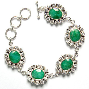 Pulsera de esmeralda de joyería de plata 925 duradera hecha a mano con precisión - Product Image 5