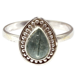 Bagues en argent Sterling 925 en forme de poire noire Rutile, bijoux en argent Sterling 925, vente en gros - Product Image 4