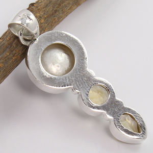 Versatile Superbe pendentif solitaire en argent sterling 925 pour fille-Mère de perle naturelle et pierre précieuse CITRINE NOUVELLES collections - Product Image 2
