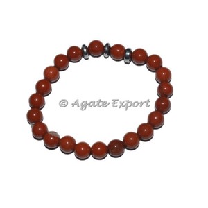 กำไลพลอยแจสเปอร์สีแดงพร้อมจี้ทรงกลมผู้ส่งออกหินกึ่งมีค่าเกรดหนึ่งและกึ่งมีค่า - Product Image 1