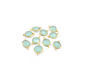 Conector Boho de Calcedonia Aqua Natural de 10mm con Baño de Oro de 18K, Gema de Nacimiento, Estilo Moderno para Toda Ocasión - Product Image 4