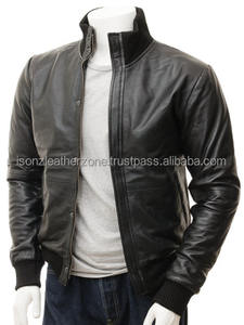 Chaqueta de Cuero Estilo Bomber Informal para Hombre ISONZ para Invierno, Ajuste Masculino, Transpirable, Hecha con Piel de Oveja - Product Image 2