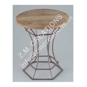 Mesa de centro con base de hierro y madera de mango de diseño moderno con acento dorado con función extraíble Suministro directo de fábrica de La India - Product Image 1
