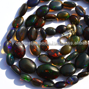 Precio DE PEPITA lisa de ópalo negro etíope-Collar de gemas de cristal y cristal calentado con humo competitivo - Product Image 1