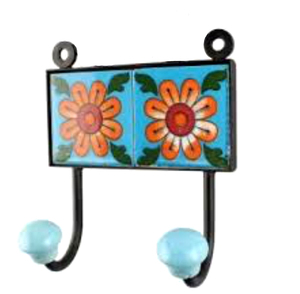 Vintage Coat <b>Hook</b> with Hand Painted Ceramic Knob <b>for</b> Clothing [CIH 167] - Product Image 1