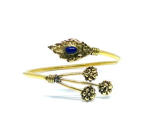 Hermosa pulsera abierta con piedra lapislázuli, brazaletes de joyería de latón Natural, brazalete de piedra de moda - Product Image 1