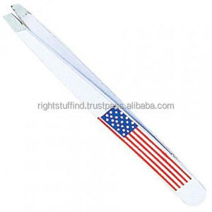 Wholesale Private Label Custom High Quality Slanted Head Eyebrow Clip Stainless Steel Eyebrow Tweezers - Product Image 1