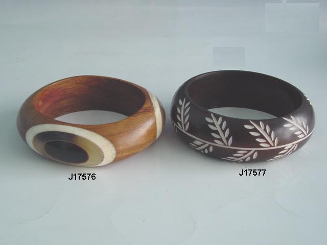 Bracelet Marqueterie Bois Et Corne D'élevage, XXe Siècle, Occasion Très Bel état, Sans Fermoir