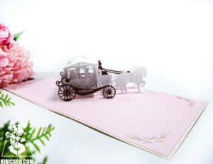 Carruaje de cuento de hadas, tarjeta de invitación de corte láser emergente, tarjeta de San Valentín para boda, caja de papel artesanal para regalos de cumpleaños - Product Image 6