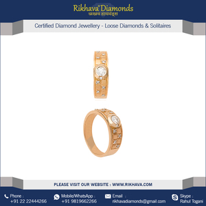 Anillo de oro rosa con diamantes para hombre - Product Image 4