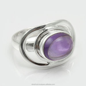 Bague en pierre précieuse d'améthyste naturelle Bague ovale fine en argent sterling 925 Bijoux de bohème faits à la main pour elle - Product Image 1